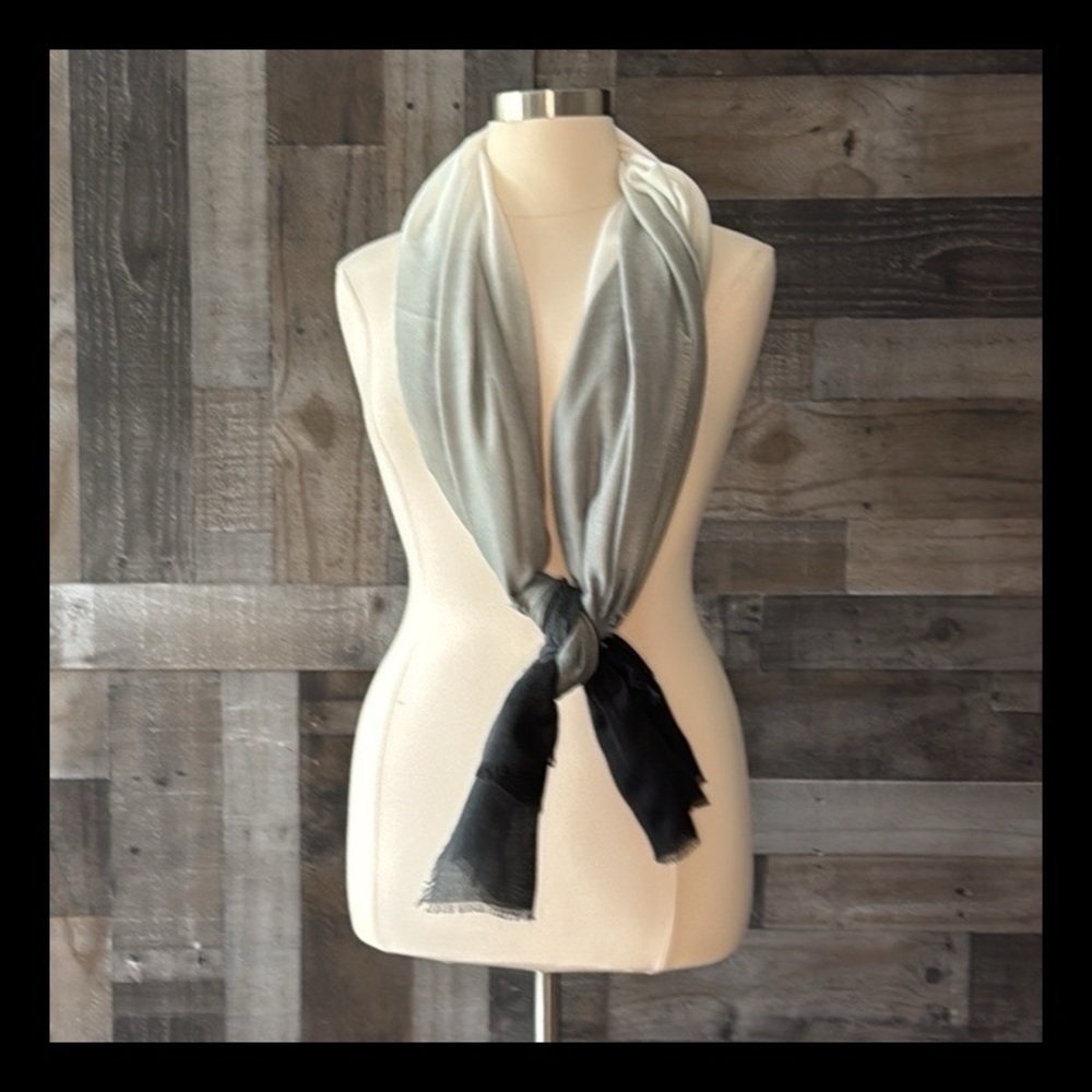 Cushnie black gray white ombre scarf quiet luxury resortwear dark feminine fall